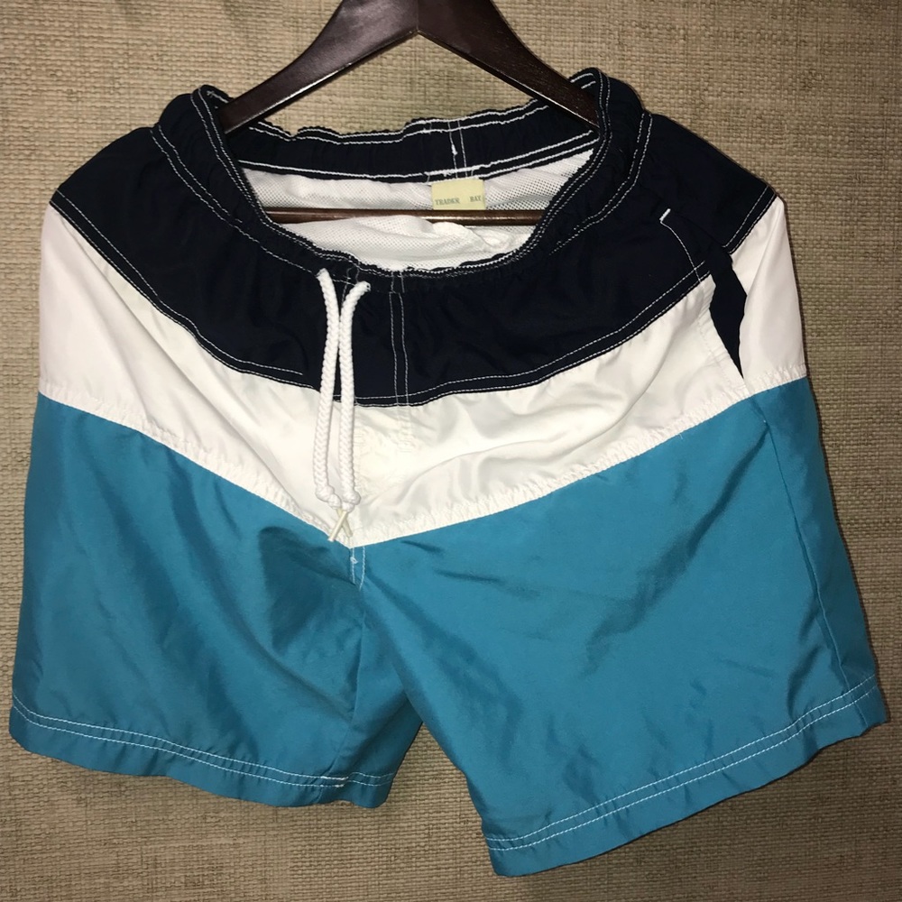 Blue Striped Swim Trunks